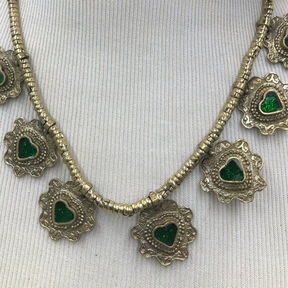 Floral Choker Necklace, Tribal Antique Necklace, Antique Necklace - Picture 2 of 5